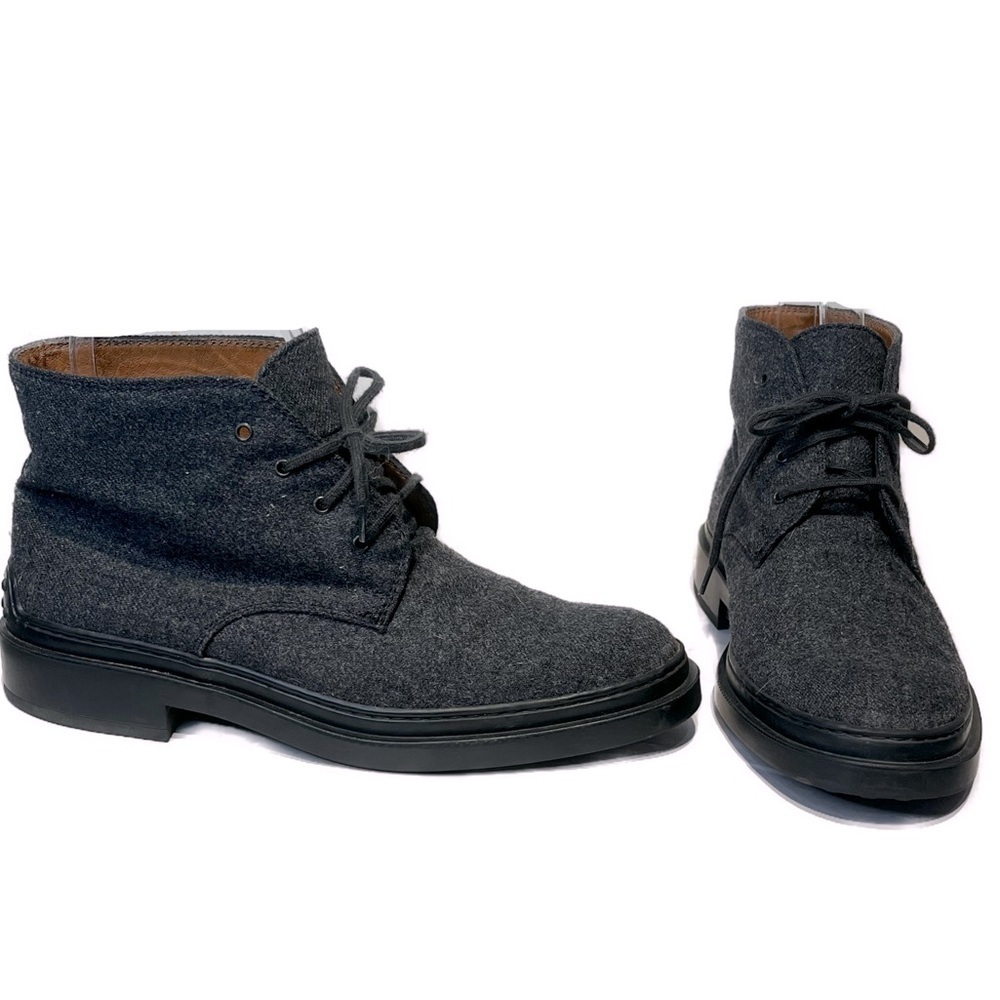 Tod’s Gray Wool Lace Up Ankle Boots Sz 5.5 US Minimalist Timeless